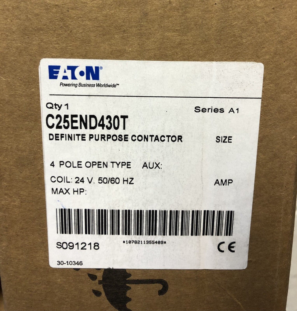 EATON CH  C25END430T 4 Pole 30 Amp 24 V DEFINITE PURPOSE Contactor C25END430