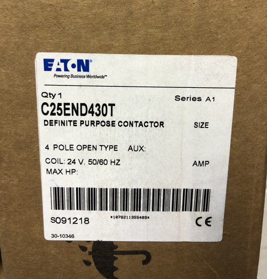 EATON CH  C25END430T 4 Pole 30 Amp 24 V DEFINITE PURPOSE Contactor C25END430