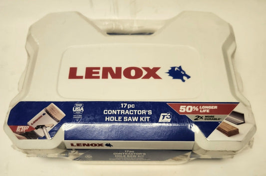 SEALED LENOX 308201200G 17 Piece Contractors Hole Saw Kit T3 5/8"-3" 16mm-76mm