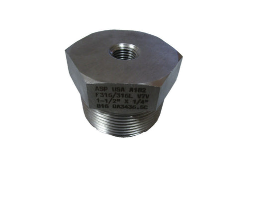 ASP A182 1-1/2"x 1/4" Npt F316/316L Stainless Hex Bushing Reducer B16 0A3436.5C