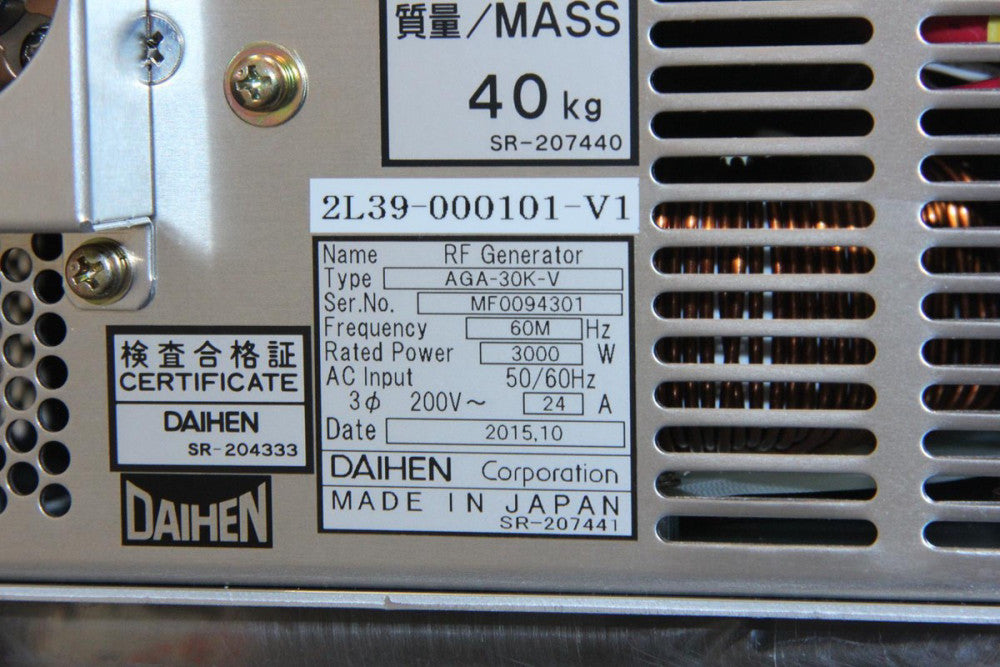 DAIHEN AGA-30K-V 2L39-000101-V1 RF Generator