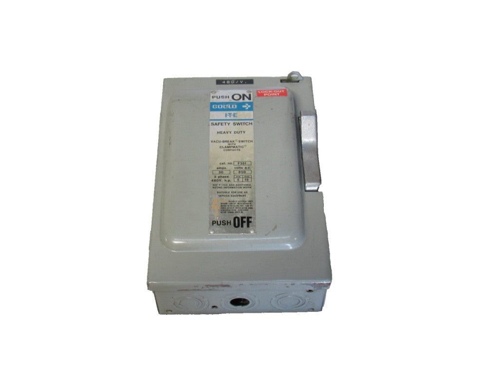 Gould ITE Fusible Heavy Duty Vacu-Break Enclosed Switch F351 30 A Amp 600Vac