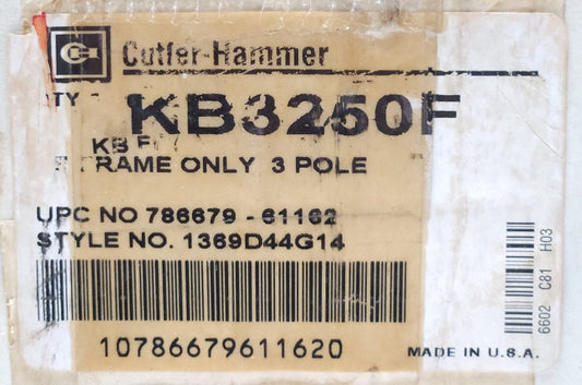 WESTINGHOUSE CUTLER HAMMER KB3250 Type KB 250 AMP KB3250F Breaker Frame HKB3250T
