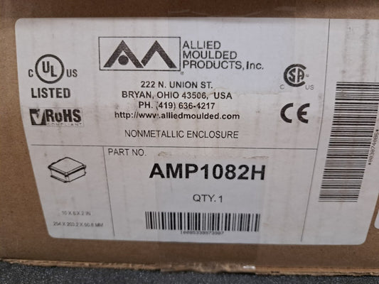 New, Allied Moulded Prod, AMP1082H, 10"x8"x2" polycarbonate wall mount enclosure