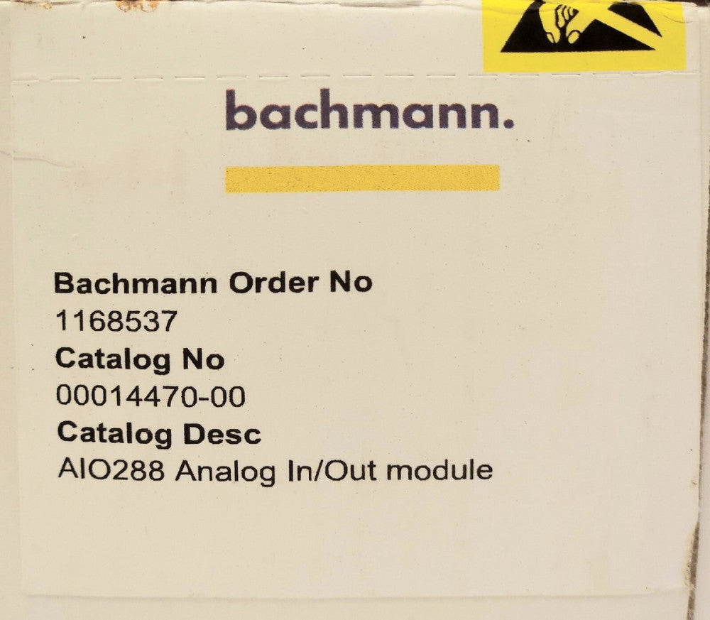 BACHMANN AIO288 ANALOG Input Output Module 1168537 00014470-00 24 VDC AI0288