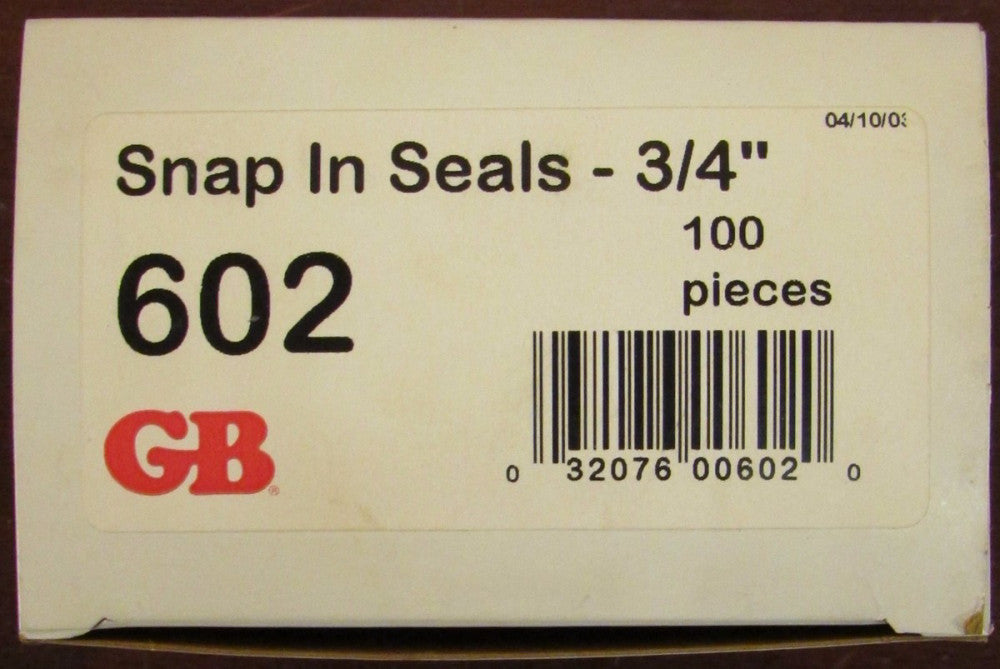 BOX OF 100 GB GARDNER BENDER 602 3/4" Snap In Hole Seals 3/4 INCH  SNAP IN SEALS