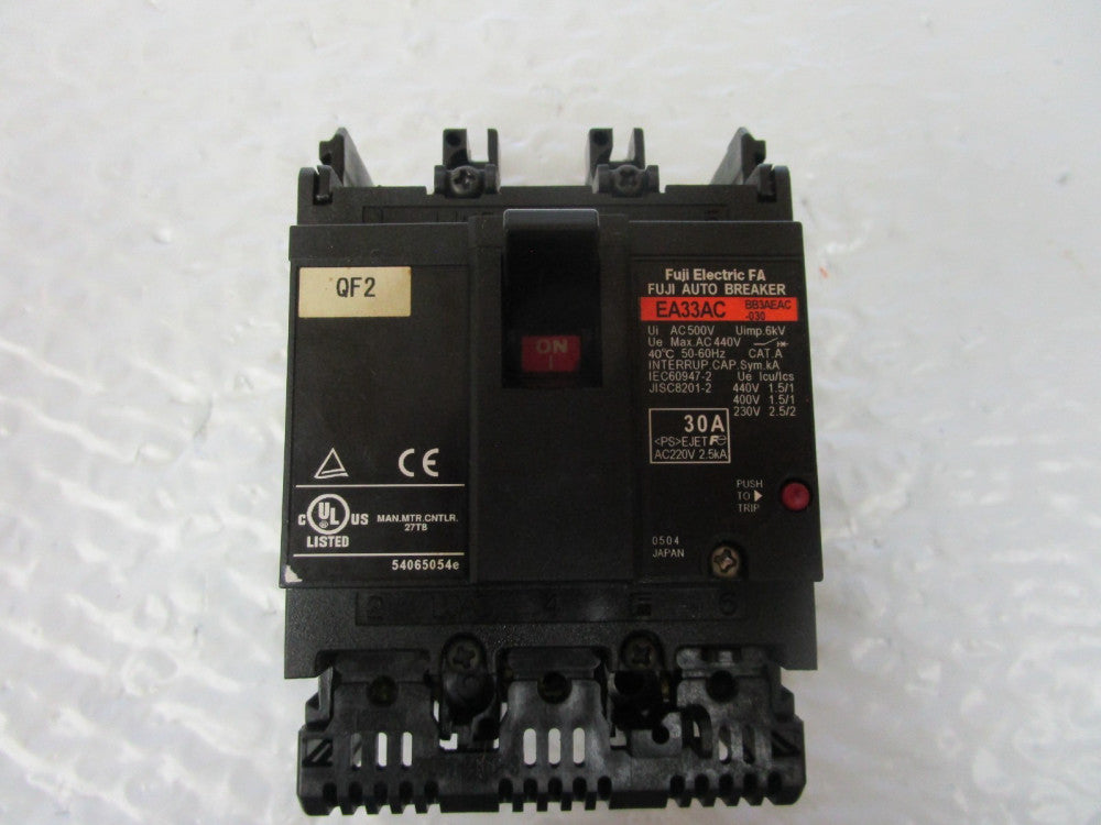 Fuji Electric EA33AC BB3AEAC-030 Circuit Breaker 30Amp 220Vac 3 Pole
