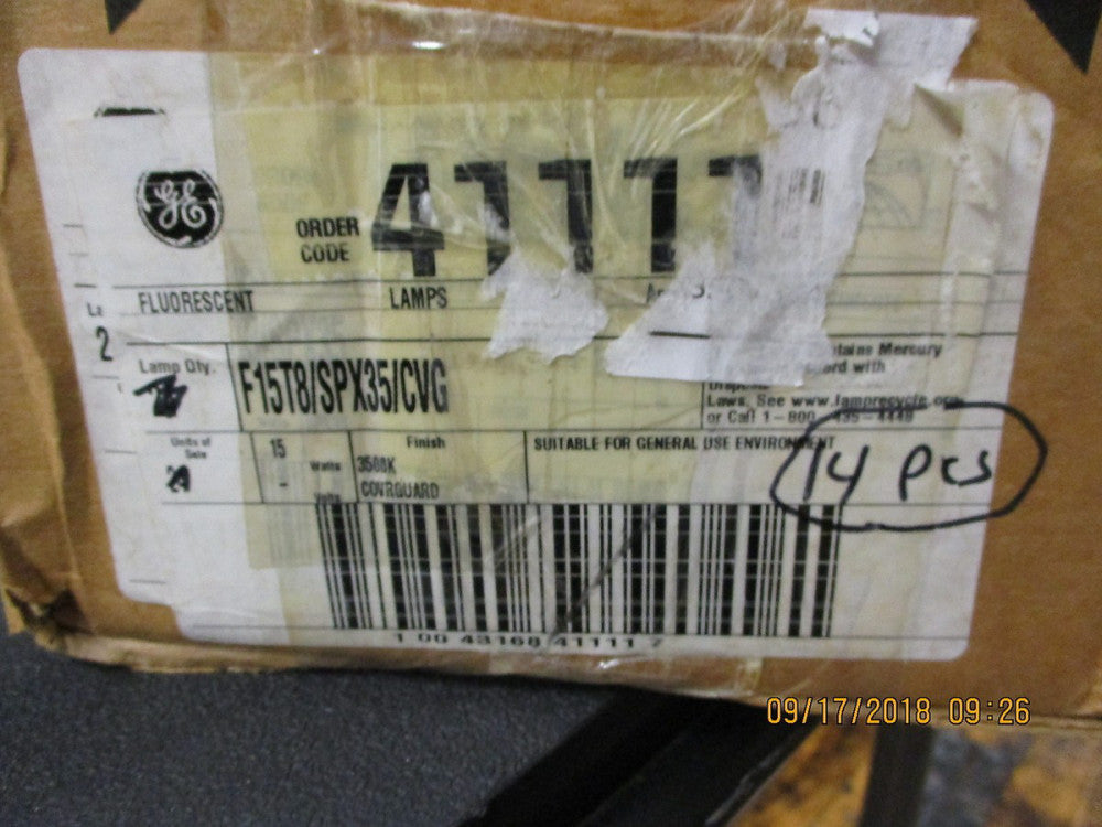 41111 GE Lighting 15 watt - 18" - T8 - Medium Bi-Pin (G13) BRAND NEW! LOT OF 17