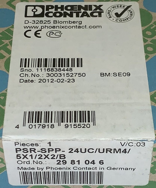 PHOENIX CONTACT PSR SPP 24UC URM4 5x1 2x2 B Safety Control Relay Module URM4