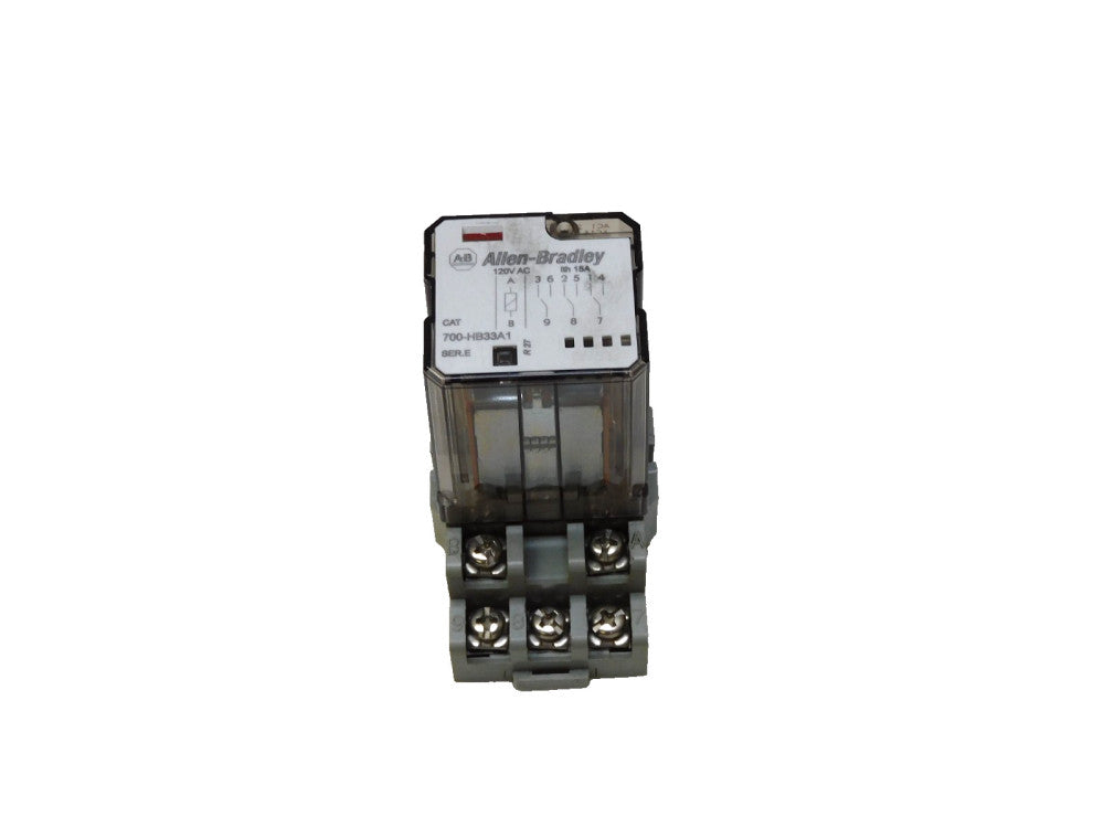 Allen Bradley 700-HB33A1 Ser E Relay W/ Base NR82 Ser B 15A 300V