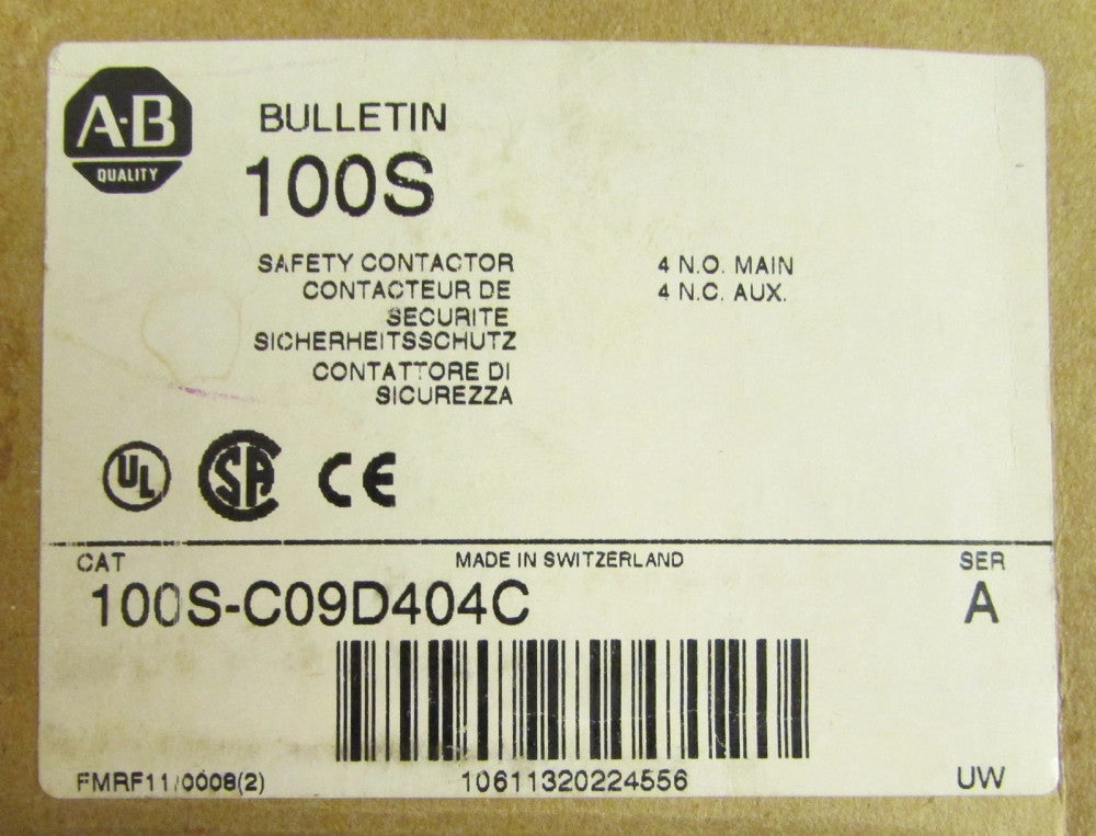 ALLEN BRADLEY Guardmaster Safety Contactor 4 Pole 9 Amp 100/120V 100S C09D404C