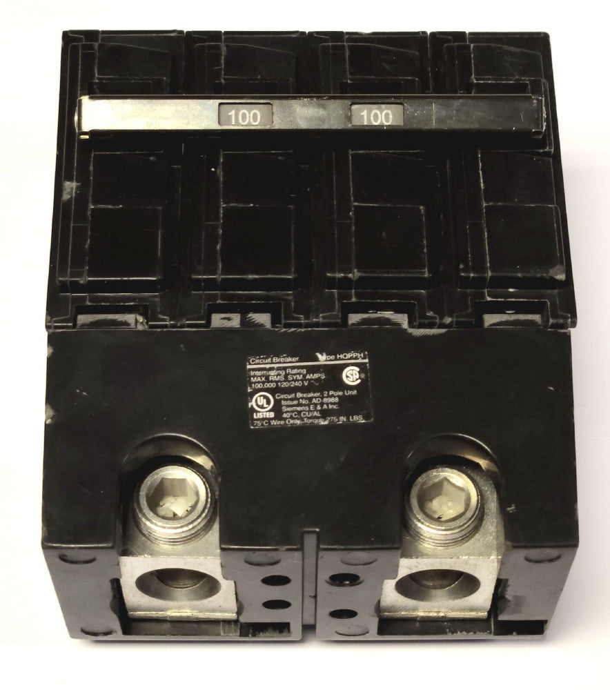 SIEMENS HQ2100BH 2 Pole 100 AMP Type HQPPH Circuit Breaker 120 240 VAC