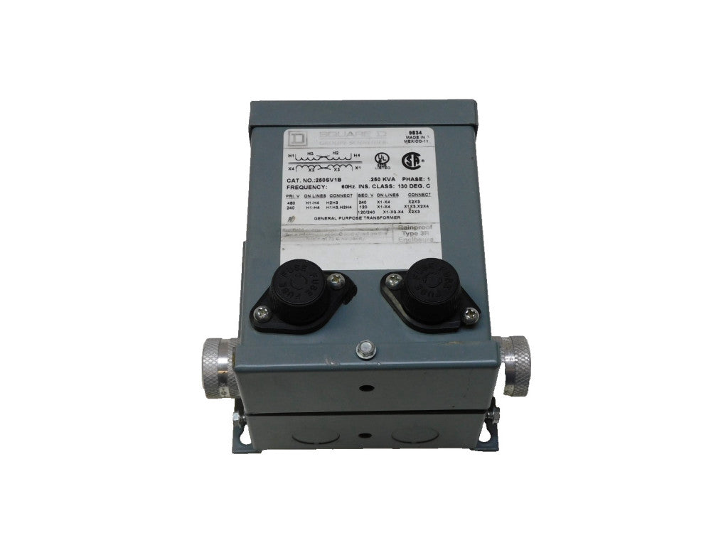 Square D 250SV1B General Purpose Transformer 240/480 Pri 120/240 Sec 1PH .250KVA