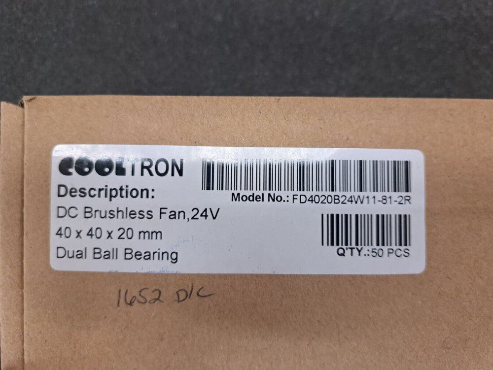 New, Cooltron, FD4020B24W11-81-2R, FAN 24VDC BRUSHLESS