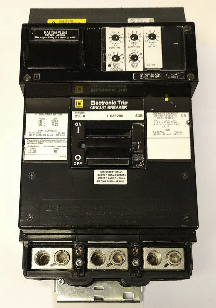 SQUARE D LX36200 3 Pole 250 AMP LEF250U Electronic TRIP I Line Circuit Breaker