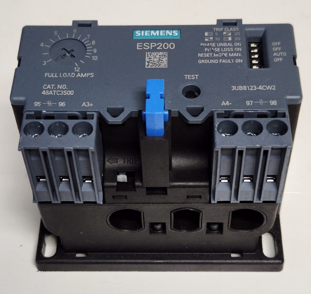 SIEMENS 48ATC3S00 ESP200 Electronic Overload Relay 3UBB123 4CW2 3-12 AMP