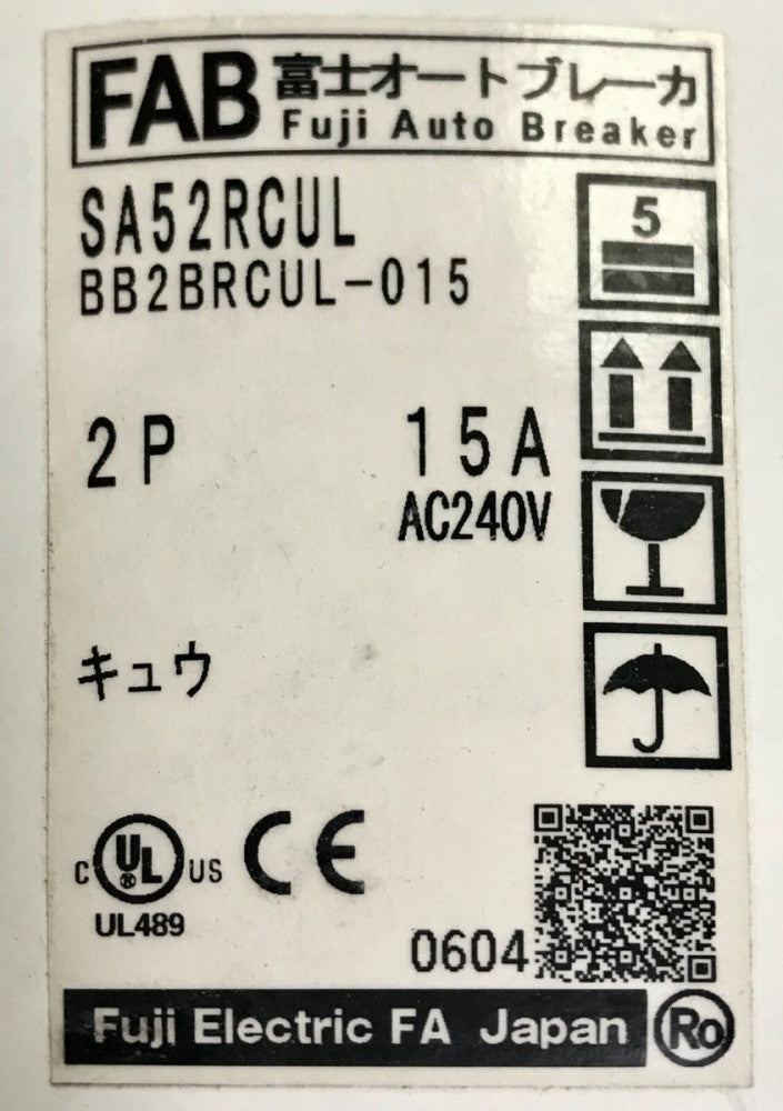 FAB FUJI Auto Breaker SA52RCUL BB2BRCUL-003 2 Pole 3AMP 240 VAC