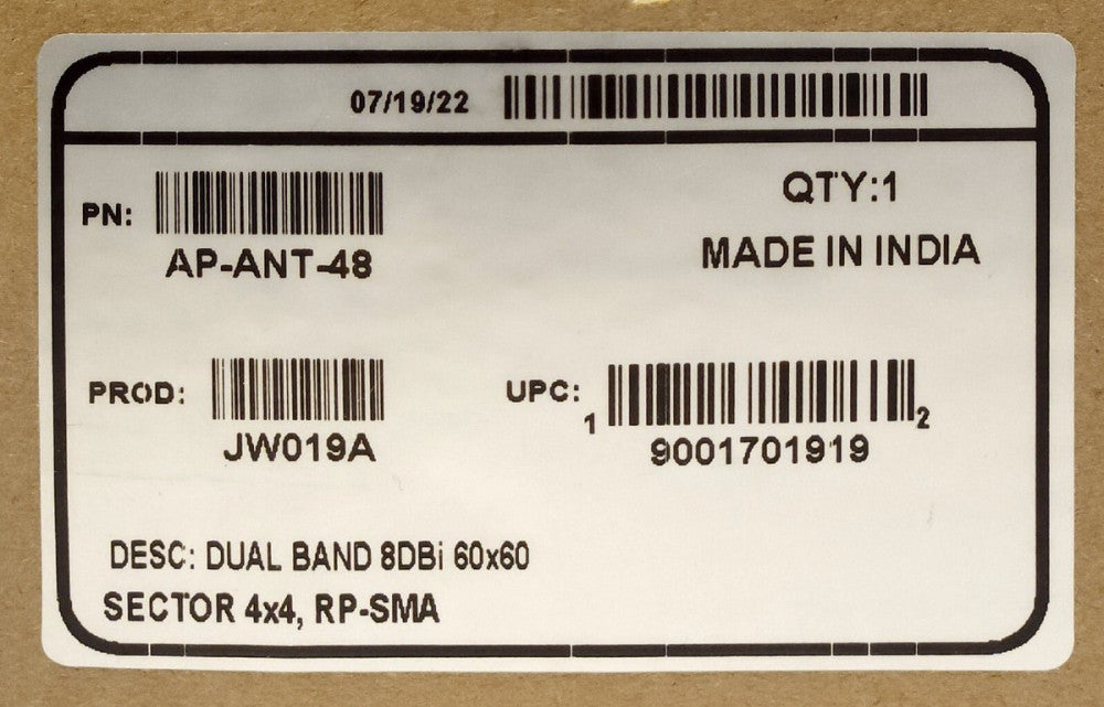 ARUBA MIMO AP ANT 48 OUTDOOR DUAL BAND 8DBi 60x60 ANTENNA Sector 4x4 JW019A