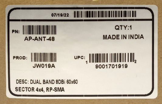ARUBA MIMO AP ANT 48 OUTDOOR DUAL BAND 8DBi 60x60 ANTENNA Sector 4x4 JW019A