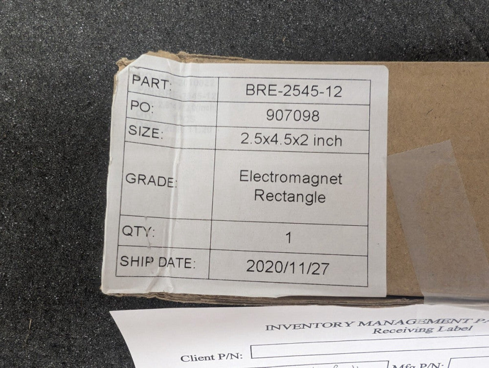 New, Bunting, BRE-2545-12, Rectangular Electromagnet 4-1/2" x 2-1/2" x 2"