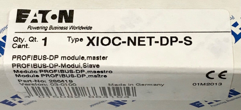 EATON XIOC NET DP S PROFIBUS DP Master Module 286419 Version 03-0100 XIOC-NET-DP