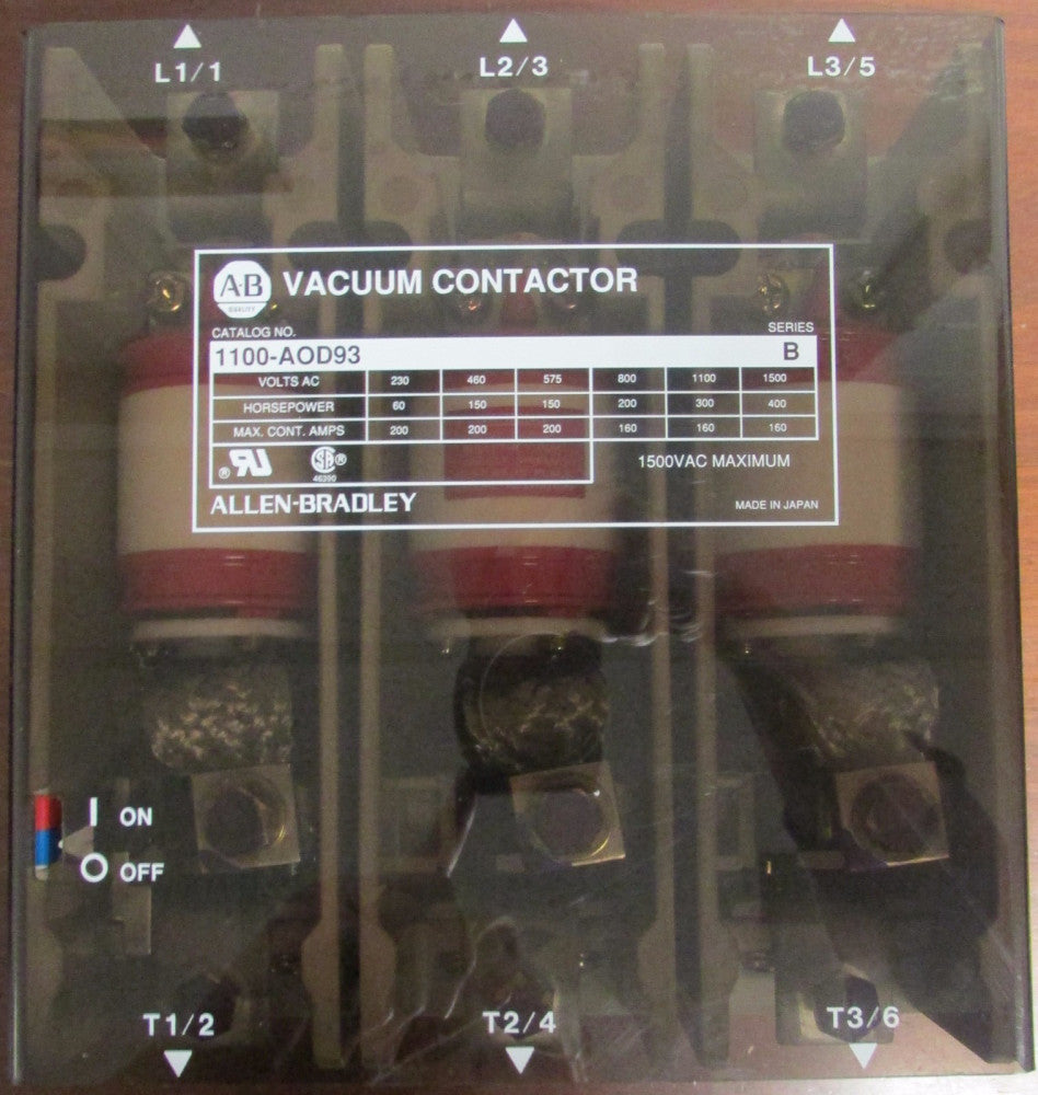 ALLEN BRADLEY Vacuum Contactor 230-1500V 160-200 Amp 60-100 HP 1100 AOD93
