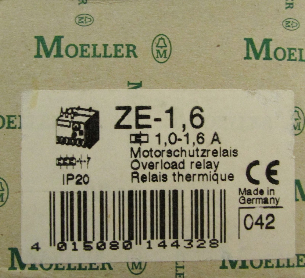 KLOCKNER MOELLER ZE- 1,6 IP20 1-1.6 Amp Overload Relay ZE 1,6
