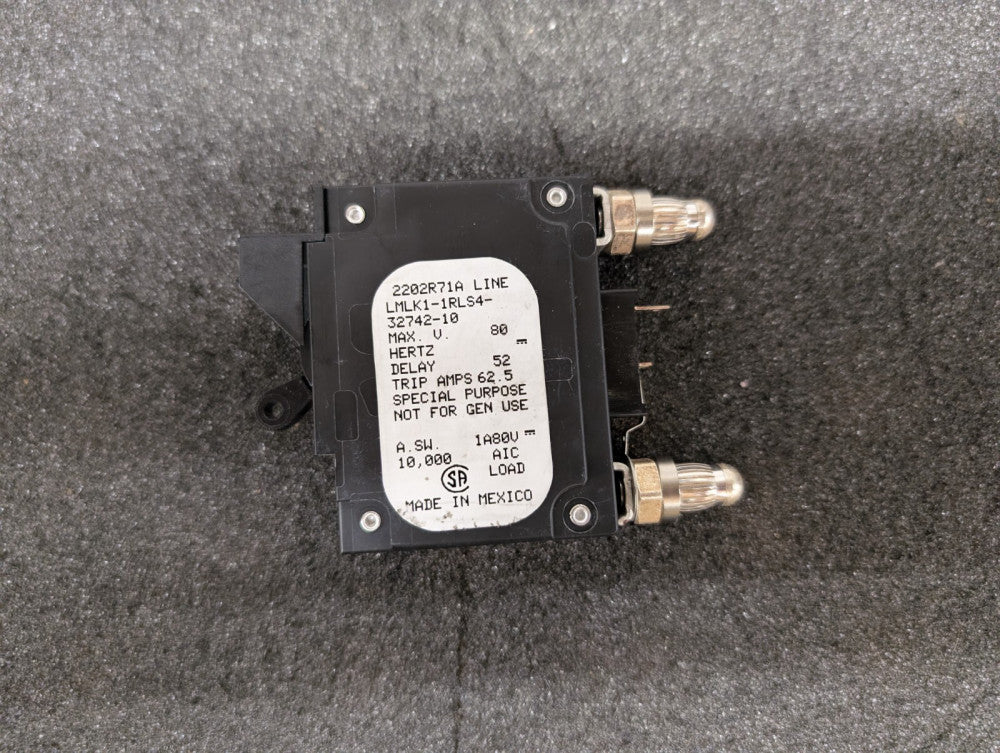 New, Airpax, LMLK1-1RLS4-32742-10, CKT BRKR 50A 80VDC SERIES MID TRIP