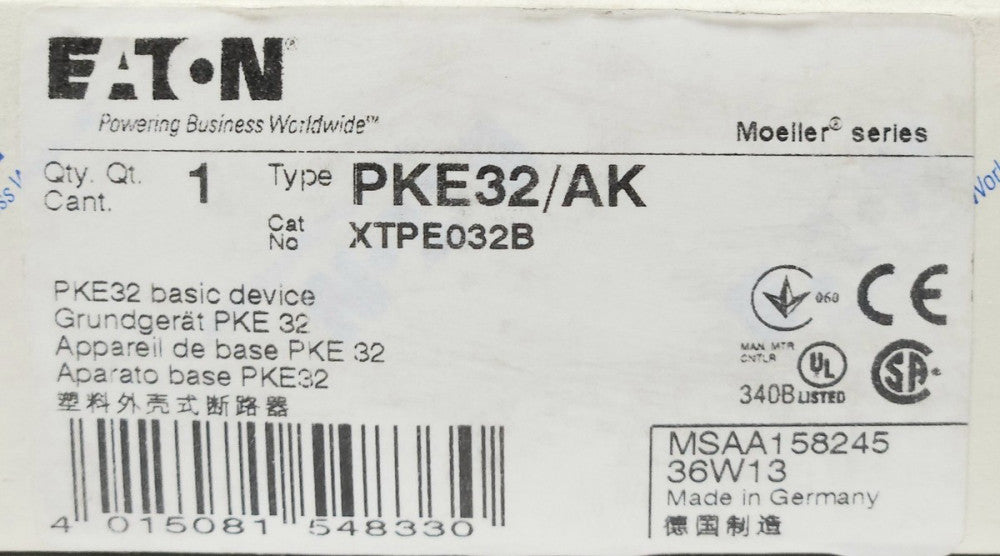 EATON MOELLER PKE32 AK XTPE032B Motor Protector Rotary Breaker Basic Device Base