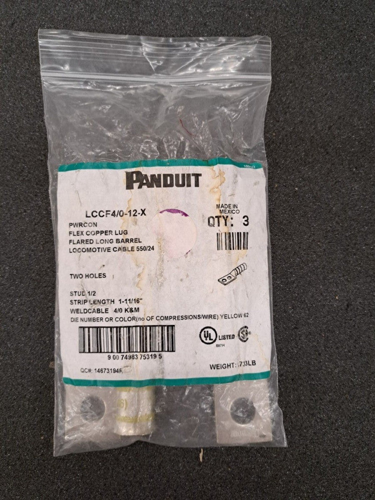 New, Panduit, LCCF4/0-12-X, Lug Terminal (4/0) AWG 132.8mm 29.7mm Tin - 1 PIECE