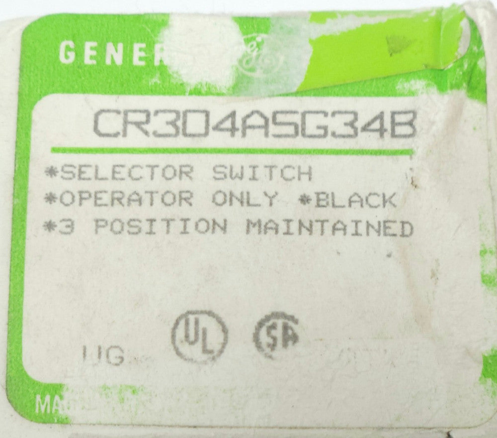 GENERAL ELECTRIC CR304A5G34B 3 Position Maintained Selector Switch Black Knob