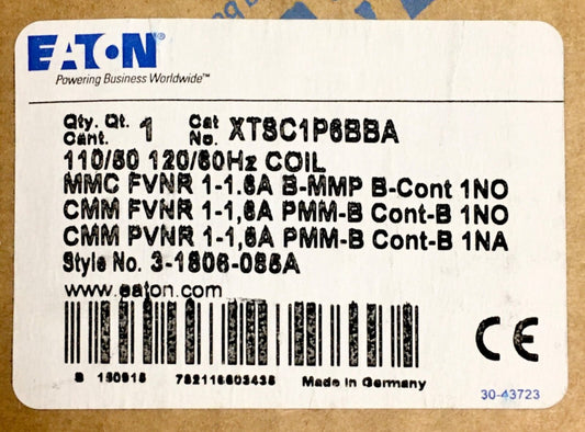 EATON XTSC1P6BBA 110 120 VAC 1-1.6 AMP MMC FVNR Manual Starter Motor Protector