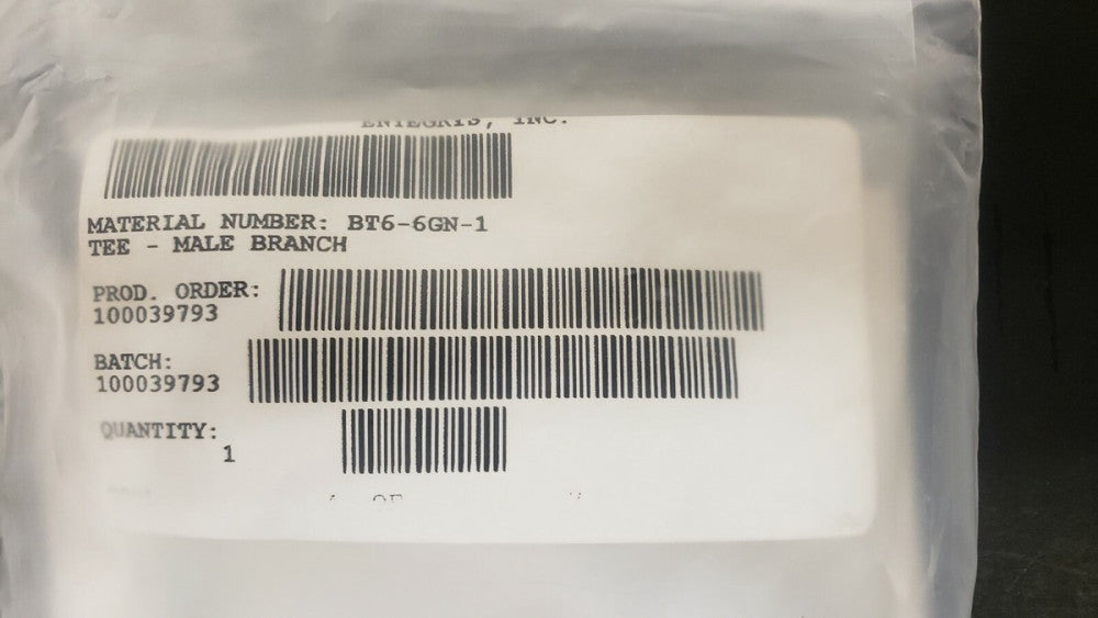 New, Entegris, BT6-6GN-1, ADAPTER, 3/8-INCH X 3/8-INCH X 3/8-INCH MNPT