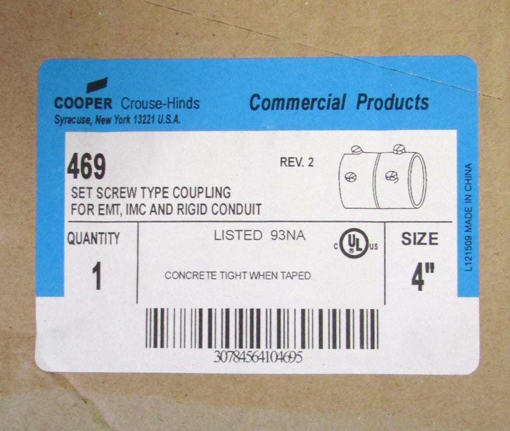 COOPER CROUSE HINDS 469 Set Screw Type 4" Coupling