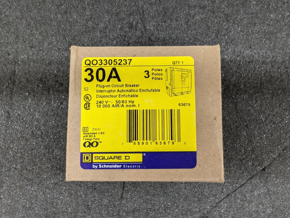 New, Schneider Electric, QO330-5237, SQUARE D - MINIATURE CIRCUIT BREAKER 240V 3