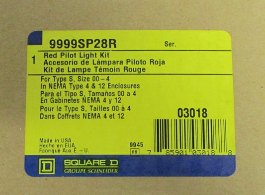 SQUARE D 9999 SP28R 120 V Size 00-4 Red Pilot LIght 9999SP28R 