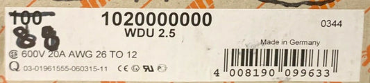 Box of 88 WEIDMULLER WDU 2.5 TAN Terminal Block 1020000000 2.5 mm 600 VAC 20 AMP