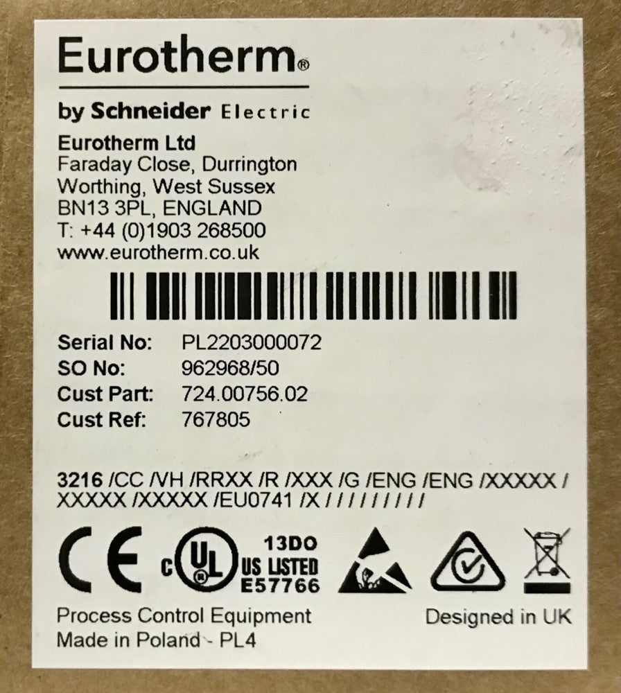 SCHNEIDER ELECTRIC Temperature Relay EUROTHERM 3216 CC VH RRXX R XXX G ENG ENG