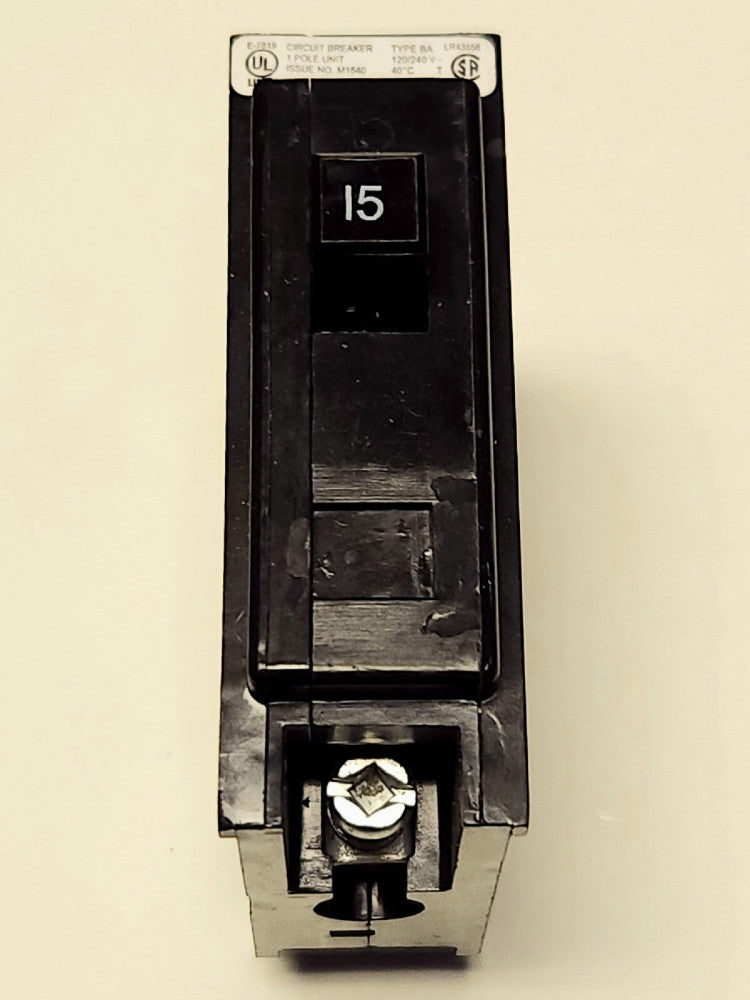 EATON CUTLER HAMMER BAB1015 Single Pole 15 AMP Type BA Bolt In Circuit Breaker