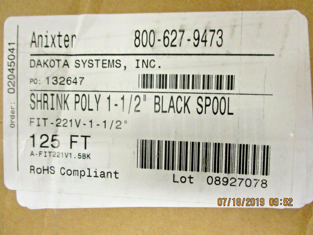 ALPHAWIRE - FIT221V-1-1/2 - Heat Shrink Tubing and Sleeves 4FT STICK BLACK