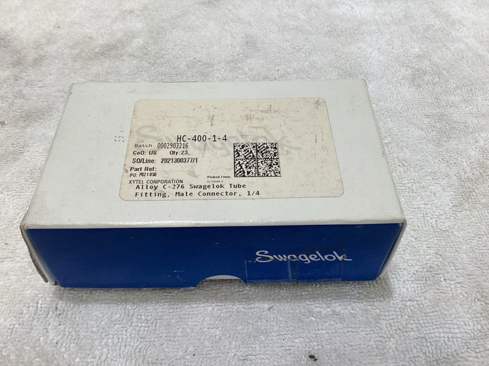 Alloy C-276 Swagelok  HC-400-1-4 Male Connector. Box of 23