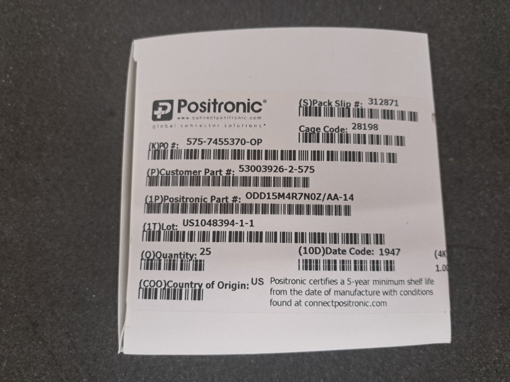 New, Positronic, ODD15M4R7N0Z/AA-14, D-Sub High Density Connectors D-Sub Male Co
