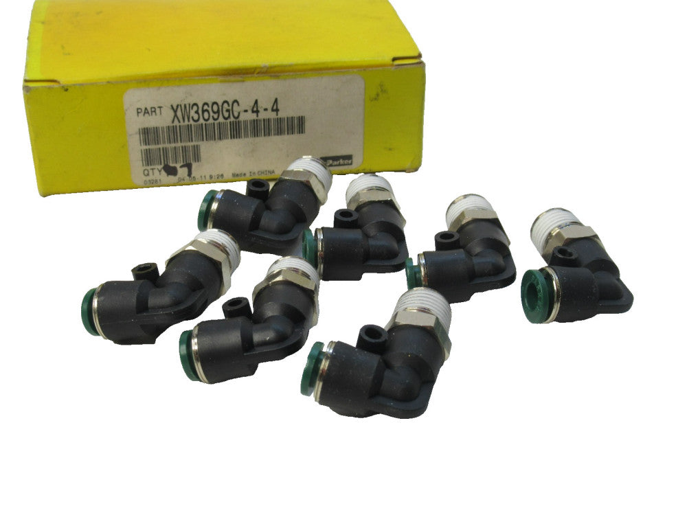 Parker XW369GC-4-4 , XW369GC44 , 1/4" Elbow Fluid Connector  (New - Box of 7)