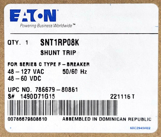 EATON CUTLER HAMMER SNT1RP08K F Frame Shunt TRIP 48-127 VAC 48-60 VDC 1490D71G15